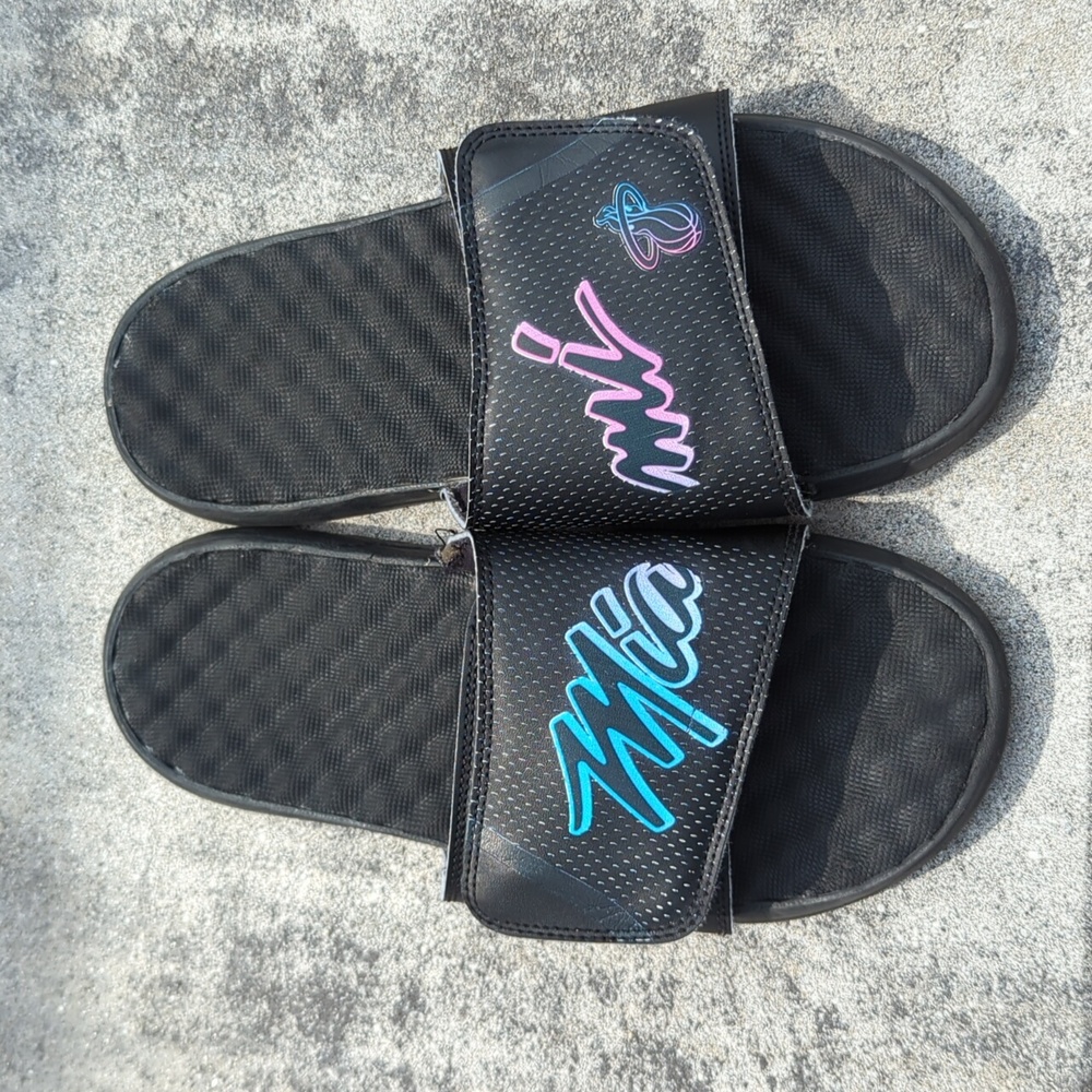 Men's Miami Heat ISlide Black 2020/21 City Edition Jersey Slide Sandals Size 10M